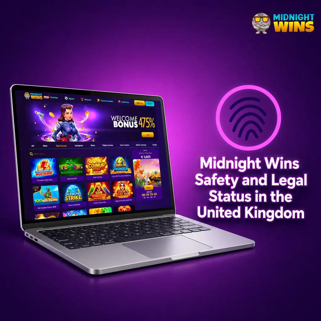 Midnight Wins UK legal status: Gambling Commission licensed, 256-bit SSL encryption, privacy policy and GAMSTOP self-exclusion support
